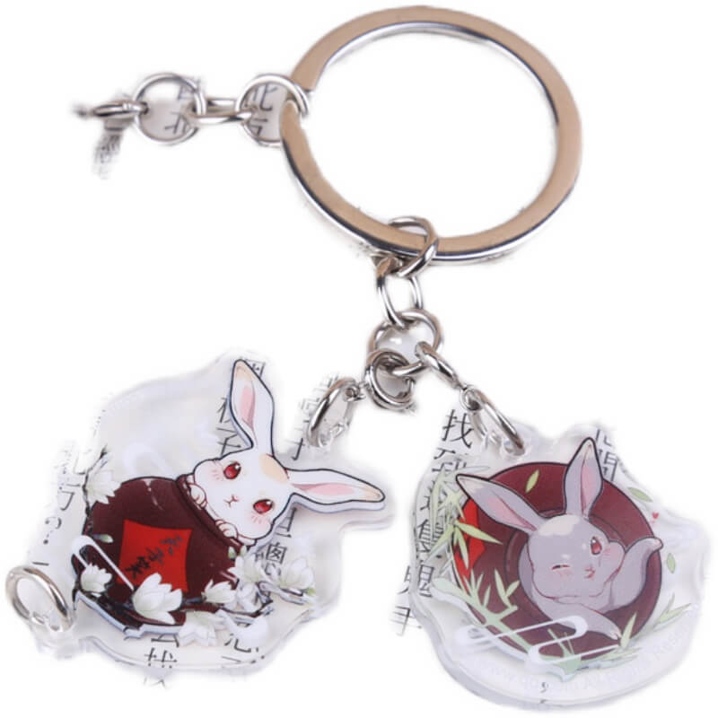 【2pcs 15% off】MDZS Rabbit Acrylic Keychain Plush Snow Ball